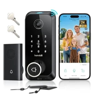Video Smart Lock for Home Use: 2K Camera + Ring + Doorbell + Fingerprint, WiFi Deadbolt 2.4G only,Two-Way Audio, App Remote Con