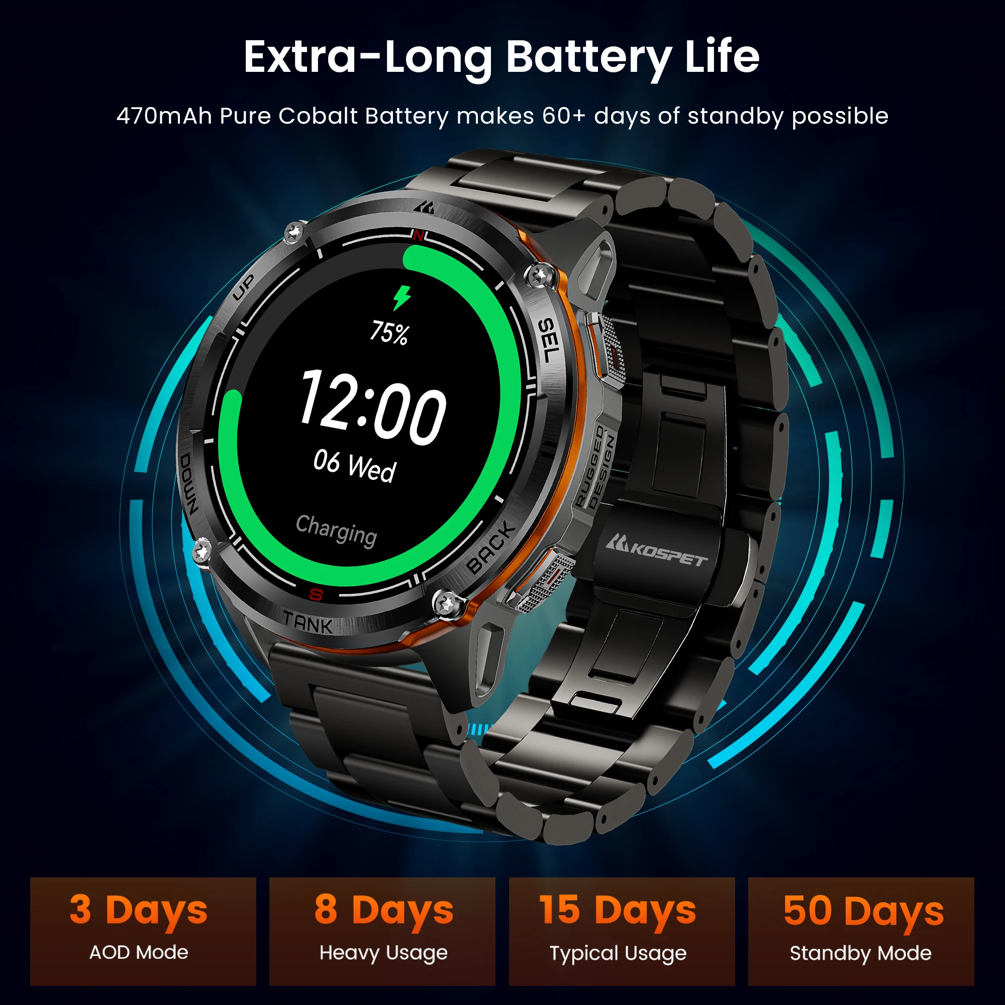 KOSPET TANK T3 Ultra 2 GPS Smart Watches Men - Image 4