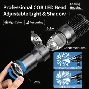 Metal COB All In One Spotlight Live Stream Photo Fill Light - Thumbnail Image 3