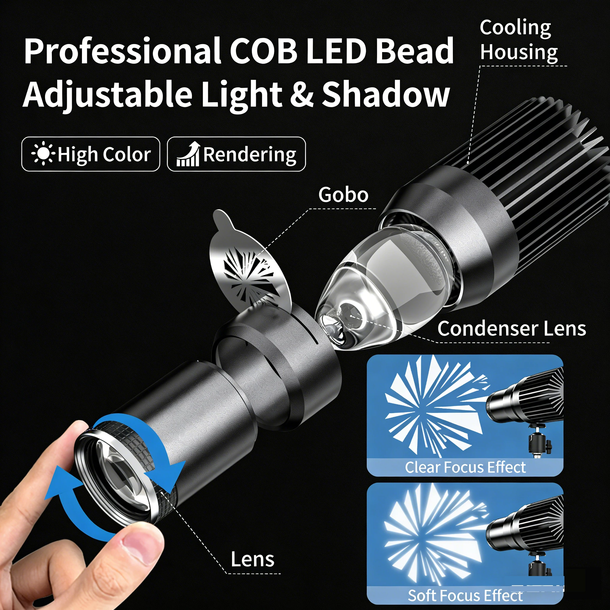 Metal COB All In One Spotlight Live Stream Photo Fill Light - Image 3